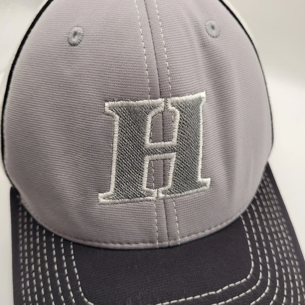Richardson 172 Flexfit Hat Grey White Mesh Back Embroidered Letter H LG-XL Cap